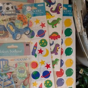 Kids Colorful Sticker Sheets - Assorted Balloons, Dinosaurs & Space Designs